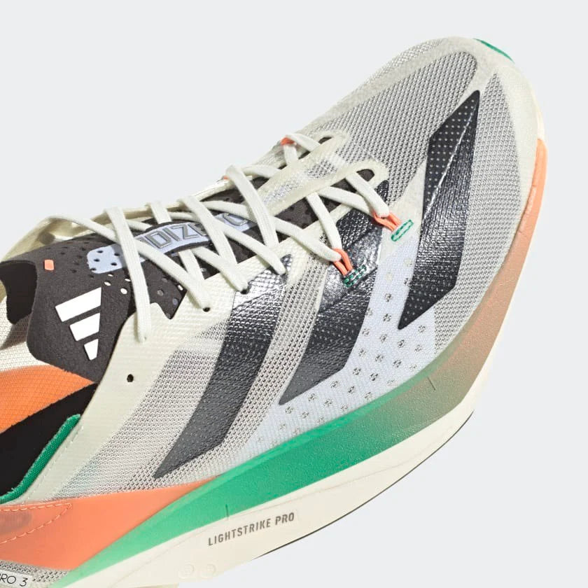 Adidas Adizero Adios Pro 3 — Branco/Preto/Fusão Coral